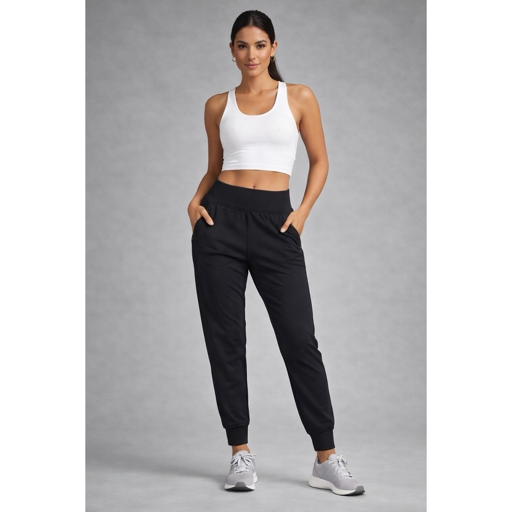 Athleta Venice Jogger Pants Women's XS Black High Rise Stretch Zip Pocket Comfy